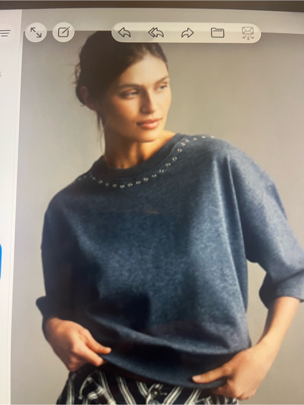 Excellent condition, hardly worn Anthropologie Maeve Blue Grommet Sweatshirt